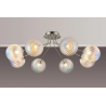 Sunstone Semi Flush Light, 8 Light G9, Satin Nickel/Light Iridescent Segment Round Globe Glass Shade