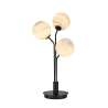 Sunstone Table Lamp, 3 Light G9, Satin Black/Grey Round Marble Effect Glass Shade