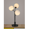 Sunstone Table Lamp, 3 Light G9, Satin Black/Grey Round Marble Effect Glass Shade