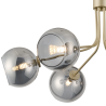 Sunstone Fixed Pendant, 6 Light G9, Light Painted Beige/Smoke Plated Open Mouth Round Glass Shade