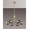 Sunstone Fixed Pendant, 6 Light G9, Light Painted Beige/Smoke Plated Open Mouth Round Glass Shade