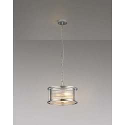 Versa 35cm Round Flush/Semi Ceiling/Pendant Convertible, 3 x E14, Polished Chrome/Clear Glass