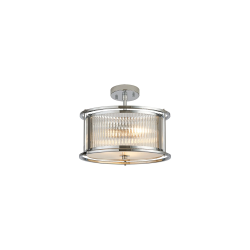 Versa 35cm Round Flush/Semi Ceiling/Pendant Convertible, 3 x E14, Polished Chrome/Clear Glass