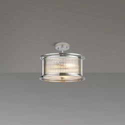 Versa 35cm Round Flush/Semi Ceiling/Pendant Convertible, 3 x E14, Polished Chrome/Clear Glass