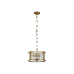 Versa 35cm Round Flush/Semi Ceiling/Pendant Convertible, 3 x E14, Brass/Clear Glass