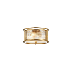 Versa 35cm Round Flush/Semi Ceiling/Pendant Convertible, 3 x E14, Brass/Clear Glass