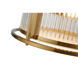Versa 35cm Round Flush/Semi Ceiling/Pendant Convertible, 3 x E14, Brass/Clear Glass