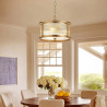 Versa 35cm Round Flush/Semi Ceiling/Pendant Convertible, 3 x E14, Brass/Clear Glass