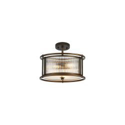 Versa 35cm Round Flush/Semi Ceiling/Pendant Convertible, 3 x E14, Bronze/Clear Glass