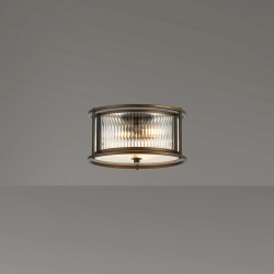 Versa 35cm Round Flush/Semi Ceiling/Pendant Convertible, 3 x E14, Bronze/Clear Glass