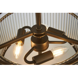 Versa 35cm Round Flush/Semi Ceiling/Pendant Convertible, 3 x E14, Bronze/Clear Glass
