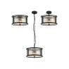 Versa 35cm Round Flush/Semi Ceiling/Pendant Convertible, 3 x E14, Satin Black/Clear Glass