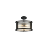 Versa 35cm Round Flush/Semi Ceiling/Pendant Convertible, 3 x E14, Satin Black/Clear Glass