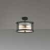 Versa 35cm Round Flush/Semi Ceiling/Pendant Convertible, 3 x E14, Satin Black/Clear Glass