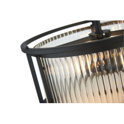 Versa 35cm Round Flush/Semi Ceiling/Pendant Convertible, 3 x E14, Satin Black/Clear Glass