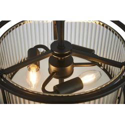 Versa 35cm Round Flush/Semi Ceiling/Pendant Convertible, 3 x E14, Satin Black/Clear Glass