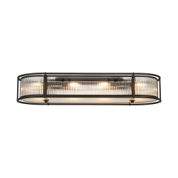 Versa 1m x 35cm Oval Flush/Semi Ceiling/Pendant, 8 x E14, Satin Black/Clear Glass