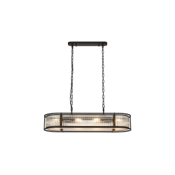 Versa 1m x 35cm Oval Flush/Semi Ceiling/Pendant, 8 x E14, Satin Black/Clear Glass
