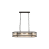 Versa 1m x 35cm Oval Flush/Semi Ceiling/Pendant, 8 x E14, Satin Black/Clear Glass