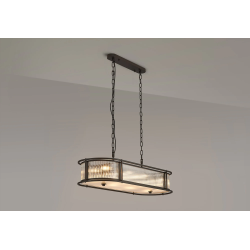 Versa 1m x 35cm Oval Flush/Semi Ceiling/Pendant, 8 x E14, Satin Black/Clear Glass