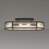 Versa 1m x 35cm Oval Flush/Semi Ceiling/Pendant, 8 x E14, Satin Black/Clear Glass