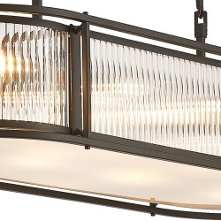 Versa 1m x 35cm Oval Flush/Semi Ceiling/Pendant, 8 x E14, Satin Black/Clear Glass