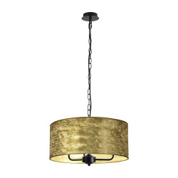 Banyan 3 Light Multi Arm Pendant With 50cm x 20cm Gold Leaf Shade Matt Black/Gold Leaf