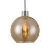 Lori 1.7m Single Pendant, 1 Light Adjustable E27, Satin Nickel/Amber Open Mouth Round Globe Shades