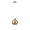 Lori 1.7m Single Pendant, 1 Light Adjustable E27, Satin Nickel/Amber Open Mouth Round Globe Shades