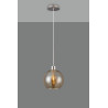 Lori 1.7m Single Pendant, 1 Light Adjustable E27, Satin Nickel/Amber Open Mouth Round Globe Shades