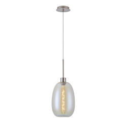 Lori 1.7m Single Pendant, 1 Light Adjustable E27, Satin Nickel/Iridescent Slim Curved Trapezium Shades