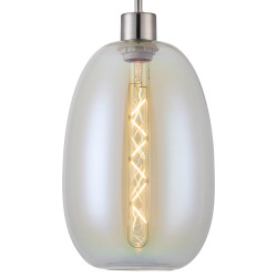 Lori 1.7m Single Pendant, 1 Light Adjustable E27, Satin Nickel/Iridescent Slim Curved Trapezium Shades