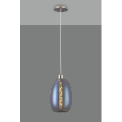 Lori 1.7m Single Pendant, 1 Light Adjustable E27, Satin Nickel/Iridescent Slim Curved Trapezium Shades
