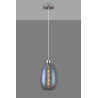 Lori 1.7m Single Pendant, 1 Light Adjustable E27, Satin Nickel/Iridescent Slim Curved Trapezium Shades
