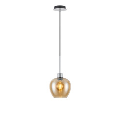 Lori 1.7m Single Pendant, 1 Light Adjustable E27, Polished Chrome/Amber Wine Shades