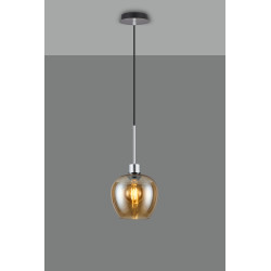 Lori 1.7m Single Pendant, 1 Light Adjustable E27, Polished Chrome/Amber Wine Shades