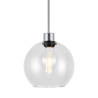 Lori 1.7m Single Pendant, 1 Light Adjustable E27, Polished Chrome/Clear Open Mouth Round Globe Shades