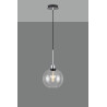 Lori 1.7m Single Pendant, 1 Light Adjustable E27, Polished Chrome/Clear Open Mouth Round Globe Shades
