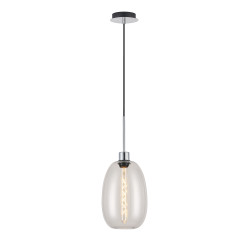 Lori 1.7m Single Pendant, 1 Light Adjustable E27, Polished Chrome/Clear Slim Curved Trapezium Shades