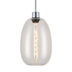 Lori 1.7m Single Pendant, 1 Light Adjustable E27, Polished Chrome/Clear Slim Curved Trapezium Shades