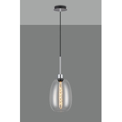 Lori 1.7m Single Pendant, 1 Light Adjustable E27, Polished Chrome/Clear Slim Curved Trapezium Shades