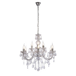 Floria 64cm Chandelier With Acrylic Sconce & Acrylic Droplets 6+3 Light E14 Polished Chrome Finish