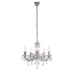 Floria 48cm Chandelier With Acrylic Sconce & Acrylic Droplets 5 Light E14 Polished Chrome Finish