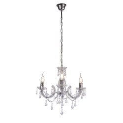 Floria 48cm Chandelier With Acrylic Sconce & Acrylic Droplets 3 Light E14 Polished Chrome Finish