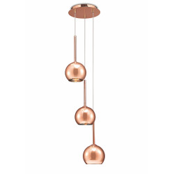 Regina Pendant 3 Light G9 Copper/Copper Glass