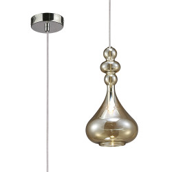Reese 15cm Single Pendant 1 Light G9 Polished Chrome/Cognac Glass