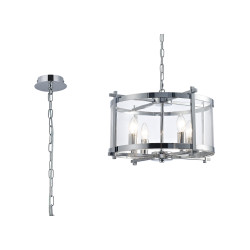 Nolan Single 46cm Pendant 4 Light E14 Polished Chrome/Clear Glass