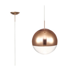Miranda 25cm Ball Pendant 1 Light E27 Copper Suspension With Copper Mirrored/Clear Glass Globe