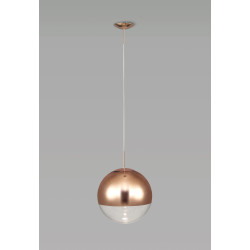 Miranda 25cm Ball Pendant 1 Light E27 Copper Suspension With Copper Mirrored/Clear Glass Globe