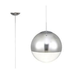 Miranda 30cm Ball Pendant 1 Light E27 Polished Chrome Suspension With Mirrored/Clear Glass Globe
